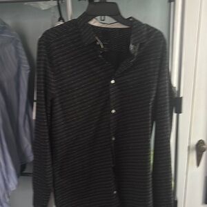 Black Striped Button-Up Shirt